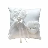 YilinkMart Hochzeit Ringkissen, 20x20cm Brautkissen Träger Kissen Ringschachtel Ringhalter, Heirat Paar Ring Halter Hochzeit Accessoires Für Eheringe Ringe