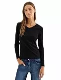 CECIL Damen 3227271 V-Neck Langarmshirt, Black, M