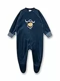 Sanetta Baby-Strampler blau aus Nicki Büffel | Praktischer und bequemer Strampler aus Nicki für Jungen.