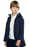 SOLOCOTE Kinder Regenjacke mit Kapuze gefüttert Gummi Regenmäntel für Mädchen Jungen Wasserdicht Winddicht Größe Marine 9-10Y