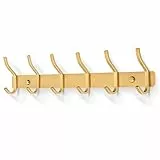 MEIJO Garderobenhaken Edelstahl, Hakenleiste Kleiderhaken Wand mit 6 Haken, Garderobe Garderobenleiste Wandgarderobe für Schlafzimmer Bad Küche (Golden, 6 Haken)