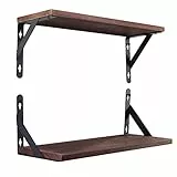 AGM Wandregal 2er Set, Schweberegale 42.5cm x 15cm Hängeregal rustikales Holz Regal Wand Dekor, Funktionales Regal für Küche Büro Badezimmer Schlafzimmer Wohnzimmer Waschküche