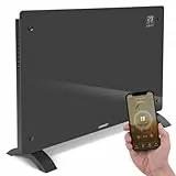 VONROC Elektroheizung energiesparend 2000W - Konvektor Heizung [24qm Räume] - Mobile Elektrische Heizung [App/Touch Steuerung] - Heizkörper 2in1 Wand-/Bodenmontage - Grau