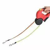 lyrlody Rollleine für Hunde, Leine für 2 Hunde, 360° Verwicklungsfreie Ausziehbare Leine mit LED-Leuchten, Reflektierendes Nylon-Gurtband