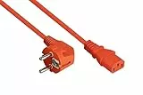 kabelmeister Netzkabel Schutzkontakt-Stecker Typ E+F (90° gewinkelt) an Kaltgeräte-Buchse C13- orange - 1,50mm² - 10m