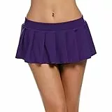 Damen Minirock Sexy Faltenrock Kurz Skater Röcke Einfarbig Kurze Röcke Solide Damen Unterhaltung Yoga Sport Mode Club Niedrige Taille Sexy Mini Skort Kurz, 1-lila, S