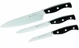 RÖSLE Barbecue-Messerset 3-tlg., Hochwertiges Kochmesser, Universalmesser, Gemüsemesser mit scharf geschliffener Klinge aus Klingenspezialstahl, genieteter Griff, 37 x 15,5 x 2,5 cm, Silber
