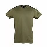 Mil-Tec US Style T‑Shirt Herren • Klassisches Bundeswehr T-Shirt aus Baumwolle mit Rundhals Ausschnitt • Hochwertiges & weiches Basic Shirt für Alltag, Outdoor, Arbeit • St.Grau-Oliv,M