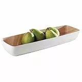 APS „Frida“, nahezu unzerbrechliche Melamin Schale, stabile Kunststoff Schüssel, 53 x 16,2 x 7,5 cm, Obstschale, Brotkorb, stapelbar, innen Holzoptik, außen weiß, spülmaschinengeeignet