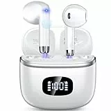 Bluetooth Kopfhörer, Kopfhörer Kabellos Bluetooth 5.3 mit 4 ENC Noise Cancelling Mic, kopfhörer kabellos HiFi Stereo, LED-Anzeige, 40 std Spielzeit, USB-C, In Ear Ohrhörer für Arbeit Spiel Sport, Weiß