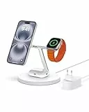 Belkin MagSafe 3-in-1-Wireless-Ladegerät, MagSafe-Ladestation 15 W Schnellladung für iPhone und AppleWatch, Lade-AirPods-Ladestation für iPhone 16, 15, 14, 13, Apple Watch, AirPods