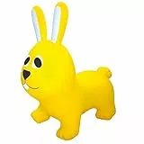 GERARDO'S Toys Jumpy Hüpftier Hase Gelb ca. 58 cm - Hüpftiere ab 1 Jahr - Aufblasbare Tiere für drinnen & draußen - Inklusive Luftpumpe