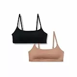 Amazon Essentials Damen Verstellbares Bralette Mit Rundhalsausschnitt Aus Baumwolljersey, 2er-Pack, Gewaschene Bronze/Schwarz, M