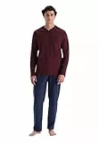 Dagi Men's Bordeaux V Neck Welt Pocket T-Shirt Trousers Pajama Set, M