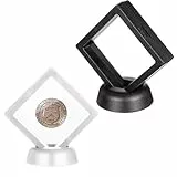 YUXIANLB Challenge Münzhalter, 2 Stück, hübscher 3D-schwebender Rahmen mit Ständer, kleine Schattenbox für Ohrringe, Ringe, Brosche, versiegelte Münzanzeige (mehrfarbig)