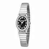 BOSHIYA Damen Uhren Edelstahl Analog Quarz Uhr mit Digital Zifferblatt und Elastisch Armband Wasserdicht Armbanduhr für Damen (DE-Elliptisch Silber Schwarz-16)
