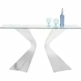 Kare Design Konsole Gloria, Chrom, Konsole, Konsolentisch, Edelstahlgestell, Glas Tischplatte, 82x140x45 cm (H/B/T)