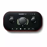 Focusrite Vocaster Two – Podcast-Audio-Interface für Aufnahmen von Moderator und Gast. Mit zwei Mikrofoneingängen und zwei Kopfhörerausgängen sowie Auto Gain, Enhance und Mute-Funktion.