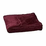 Relaxdays kuschelfleecedecke extragroß aus Polyester, Fleece, bei 30°C waschbar, HBT: 1 x 200 x 220 cm, bordeaux