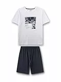 Sanetta Jungen-Schlafanzug weiß kurz Basketball | Hochwertiger und bequemer Schlafanzug aus 100% Baumwolle.