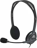 Logitech H110 Kopfhörer mit Mikrofon, Stereo-Headset, Verstellbares Mikrofon mit Rauschunterdrückung, Verstellbarer Kopfbügel, Audio/Mikrofon Dualanschluss mit zwei 3,5mm Klinken - Schwarz