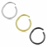 AceFun 18g 20g Nasenpiercing Ring 0,8 mm 1,0 mm Segmentring Clicker Piercing Nase Septum Ohr Helix Tragus Innendurchmesser 6/7/8/9/10mm Silber-Schwarz-Gold