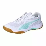 PUMA Unisex Solarflash III W+ Indoor Court Shoe, White-Electric Peppermint, 43 EU