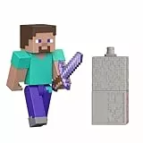 Mattel Minecraft-Spielzeuge, Steve Actionfigur mit Zubehör und Redstone-Bauteil, vom Film inspiriertes Sammelset, maßstabsgetreu, ca. 8 cm groß, JJR85, [Mehrfarbig]