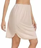 Wikoan Damen Unterrock Kurz Weich Knielang Halbrock Petticoat Kleid Rock Unterkleid Elegantes Underskirt Spitze Nude XXL