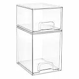 Vtopmart Boxen Aufbewahrung mit 2 Schubladen, Clear Schminktisch Organizer, Anti-Rutsch Organizer Schublade Benutzt für Badezimmer, Schminktisch, Schreibtisch