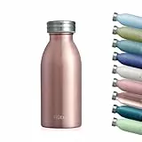 Autsel Trinkflasche Thermo Edelstahl 350ml für Heiße und Kalte Getränke für Büro Sport Outdoor Camping Rose Gold