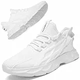 JUEQIBAA Damen-Turnschuhe, Walking, athletisch, Laufschuhe, Netzstoff, Fitnessstudio, Training, bequem, leicht, modische Damen-Sneaker, weiß, 37 EU