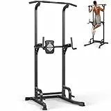 Sportsroyals Power Tower, Dip-Station, Klimmzugstange für das Krafttrainingsgerät im Heim-Fitnessstudio, 204 kg (black-04)