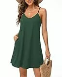Tanmolo Damen Sommer Kleid Rmellos Kurz Strandkleid Spaghettitrger Knielangen Freizeitkleid S Grün