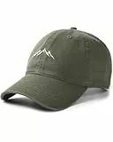 FURTALK Baseball Basecap für Damen und Herren aus Baumwolle Vintage Outdoor Cap mit Berg Stickerei verstellbar Grün,M