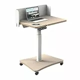 Radlove elektrisch höhenverstellbarer Schreibtisch mit USB-C & LED-Anzeige, 80×60 cm Stehpult mit Rollen, mobiler höhenverstellbarer Laptoptisch, Khaki