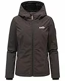 MARIKOO leicht gefütterte Damen Übergangsjacke kurz Outdoor-Jacke mit Jersey-Innenfutter und großer Kapuze Brombeere Choco Gr. M