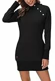 DOTIN Damen Sweatkleid Langarm Sweatshirt Hoodie Kleid Lange Pullover Outwear Jumper Tops Kapuzenpulli, Schwarz, S