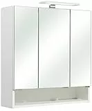 Pelipal Badezimmer-Spiegelschrank Quickset 953 in Weiß mit LED-Beleuchtung, 65 cm breit | Badschrank mit Spiegel, 3 Türen, 1 offenes Fach und 3 Einlegeböden