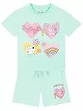 Peppa Pig Tshirt Mädchen Und Shorts | T shirt Kinder Und Shorts für Mädchen Set | Baumwolle Outfit Set | Blau 128