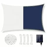 ABIUBIU wasserdichte-Sonnensegel 3x4m mit eingebauter LED-Solar-Lichterkette, 98% UV-Schutz, reiBfest, wetterfest, für Terrasse-Garten-Terrasse-Rasen