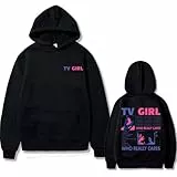 CUTTE TV Girl Kapuzenpullover Mit Doppelseitigem Druck | Übergroße Unisex Langarm Sweatshirt | Streetwear Mode (schwarz,M)