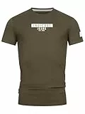 Indicode Herren INVegas T-Shirt mit Rundhals-Ausschnitt aus Baumwolle | Herrenshirt Sommershirt Männer Army, XL