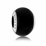 Tuscany Silver Charms Sterling Silver Black Murano Bead