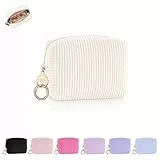 Mini Tasche Kleine Kosmetiktasche Schminktasche Damen Make up Tasche Reise Zubehör Verdickter Cord Kulturtasche mit Reißverschluss Kulturbetuel Organizer Geschenk Beste Freundin 11*5,5*8,5cm(Beige)