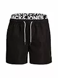 Jack & Jones Herren JJIARUBA JJSWIMSHORTS AKM DB WB SOLID Badehose, Black, M