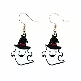 Halloween-Verzierungs-Karikatur-kreative Sprühfarbe-Kürbis-Hut-asymmetrische Ohrringe B Catcher Ohrringe Damen (A, One Size)