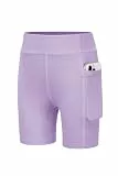 Arshiner Mädchen Shorts Sport Leggings Kurze Hose Lila Kinder Radlerhose Atmungsaktiv Hohe Taille Turnhose mit Tasche 160/13-14 Jahre