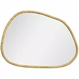 HOMCOM Wandspiegel 70 x 50 cm Unregelmäßig Spiegel mit Rahmen aus Kiefernholz Dekorativer Hängespiegel Badezimmerspiegel für Schlafzimmer Badezimmer Wohnzimmer Flur Naturholz
