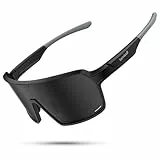 Lamicall XL Fahrradbrille Herren, Schnelle Brille Damen - [29g TR-90 Ultraleicht] Polarisiert Sportbrille Fahrrad mit Verstellbaren Nasenpad & Bügel, UV400 Laufbrille Sonnenbrille für Fahrrad Laufen
